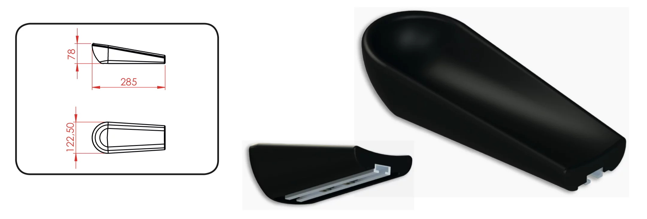 zadní část konturované područky Hemi