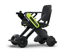 Skládací elektrický invalidný vozík Whill C-Lite v limetkovej farbe